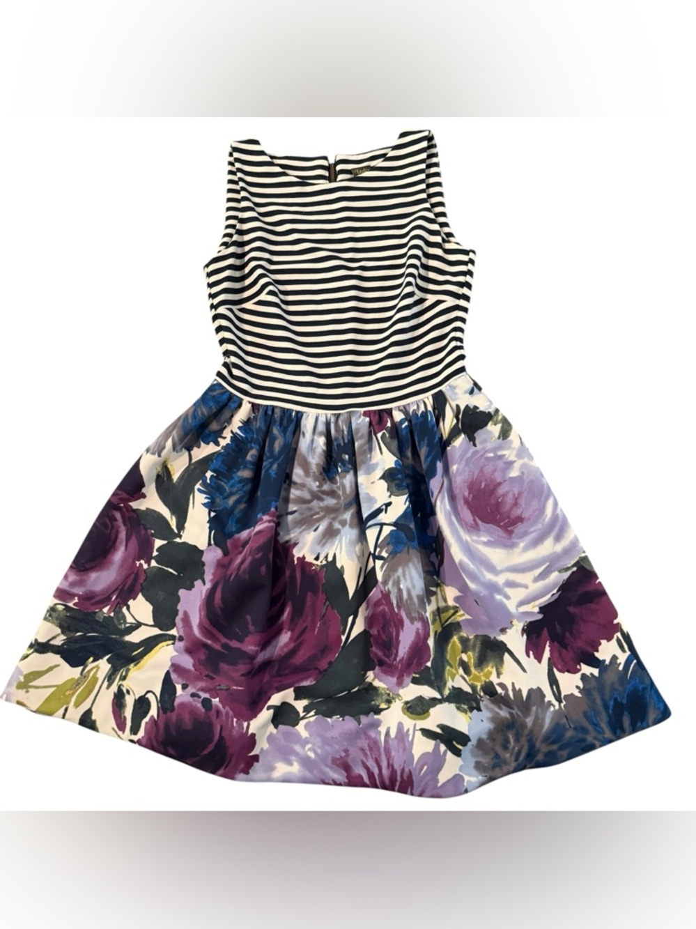 Taylor - Stripe and Floral Print A-line Dress Size 10